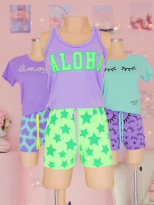 Pijama Short Aloha Lila