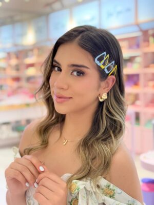 Broches Heart Amarillo/Celeste