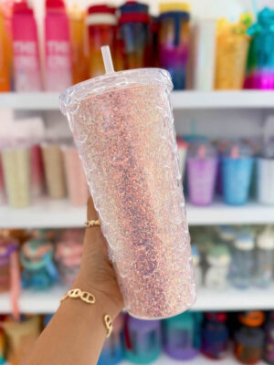 Vaso Pitillo Aqua Shine Rosa
