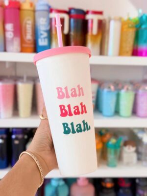 Vaso Pitillo Blanco Blah
