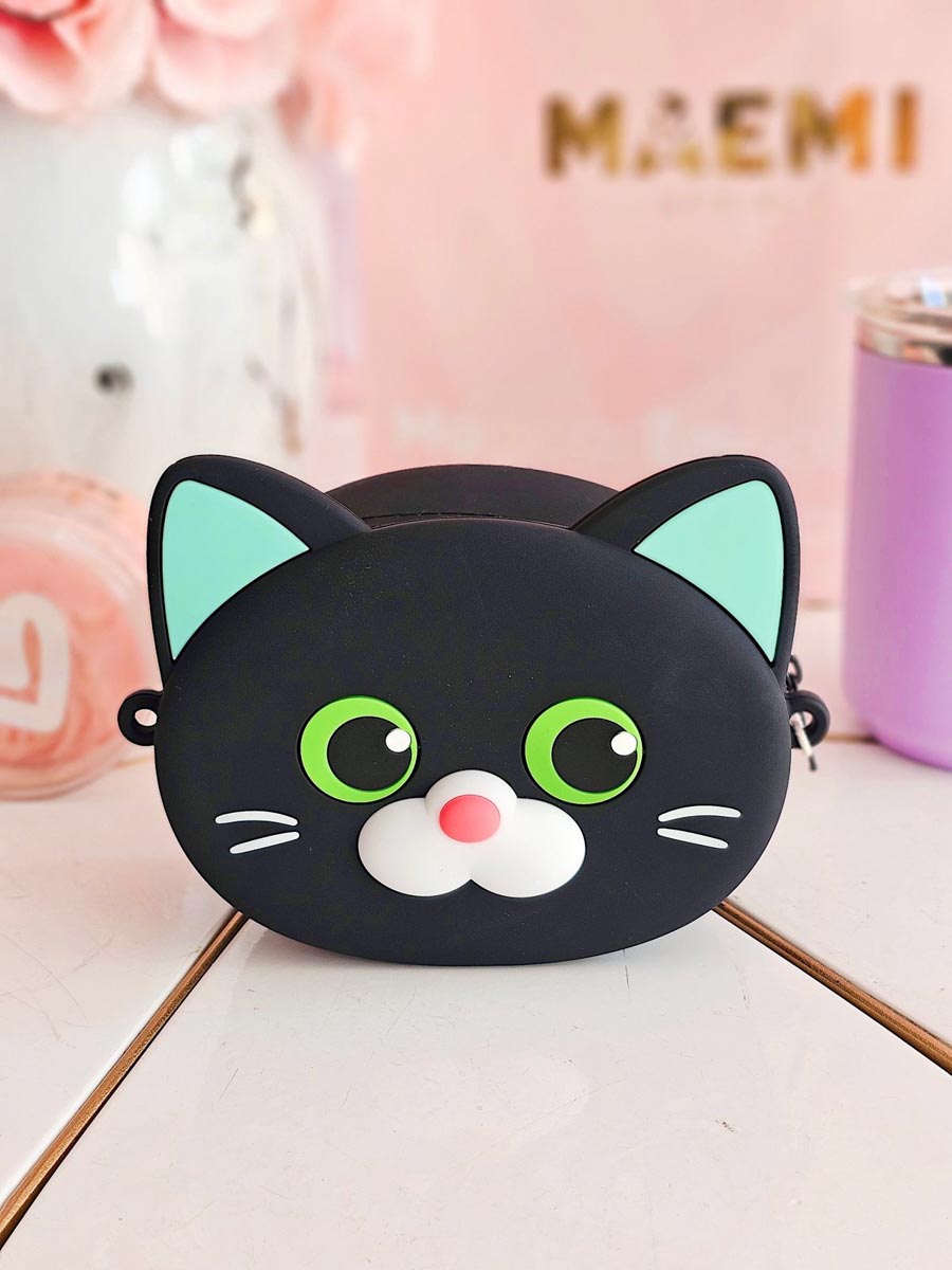 Monedero Big Goma Miau Negro