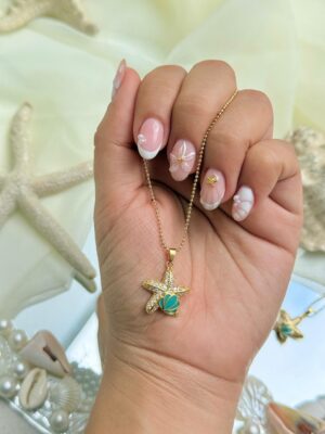 Collar Dorado Coral Shine Verde