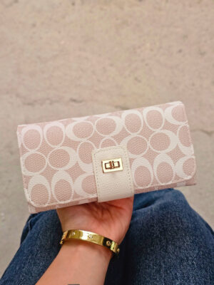 Billetera Big Coach Blanco/Beige