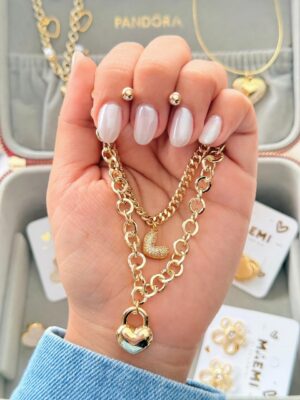Set Cadena + Topo Double Heart
