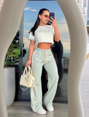 Set Pantalon Love Verde Claro
