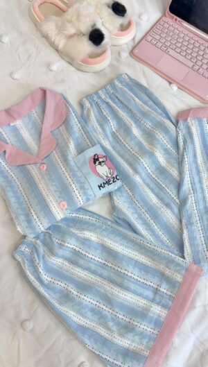 Pijama Doble Buldog Celeste